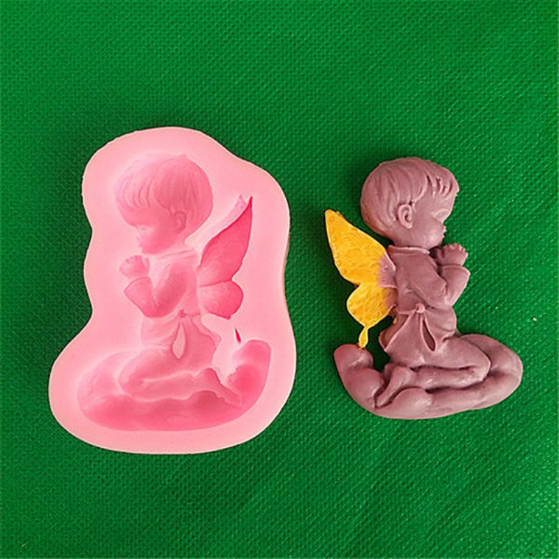 Prayed Boy Angel Silikoni Fondant Cake Mold Saippua Suklaamootti