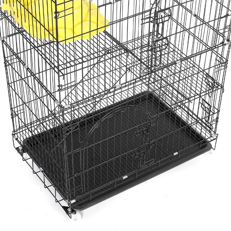 3-kerroksinen Kissan Häkki Leikkikehä Kennel Crate Chinchilla Rat Box Häkkikotelo Tikkailla Alustat Sängyt Salvat Tarjotin Riippumatto