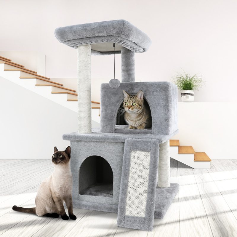 Cat Tree Dual House Pehmoahven Raapiminen Sisalpylväitä Torni