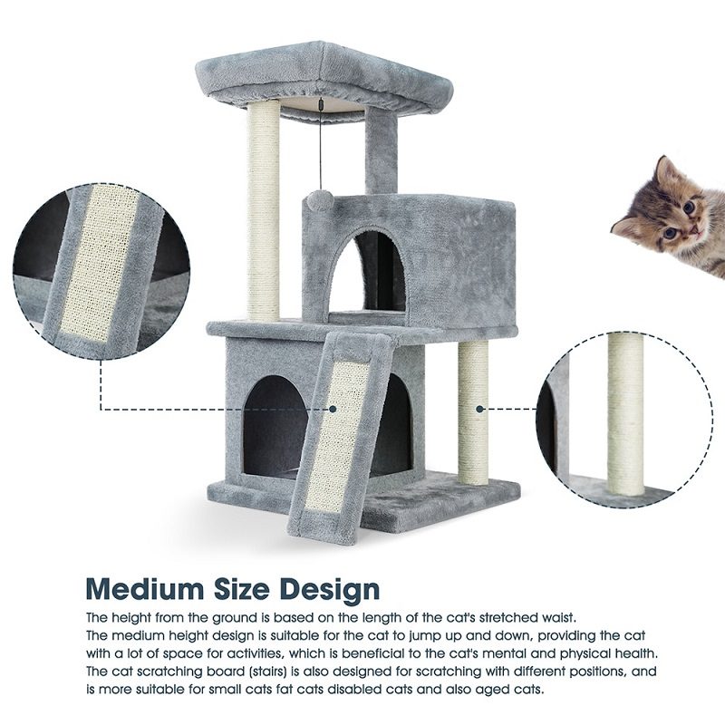 Cat Tree Dual House Pehmoahven Raapiminen Sisalpylväitä Torni