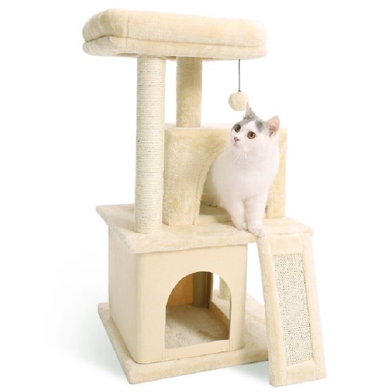 Cat Tree Dual House Pehmoahven Raapiminen Sisalpylväitä Torni