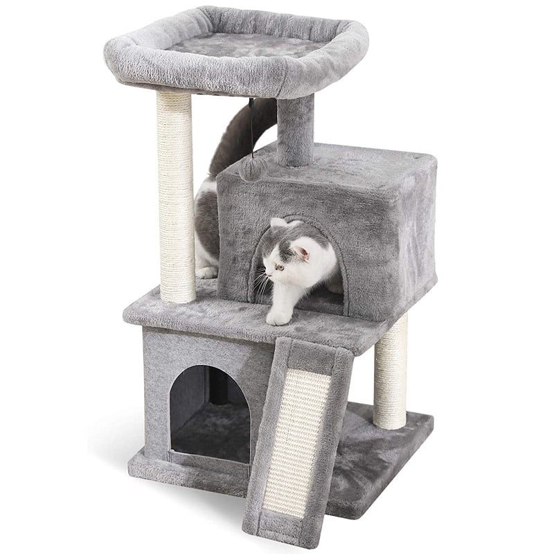 Cat Tree Dual House Pehmoahven Raapiminen Sisalpylväitä Torni