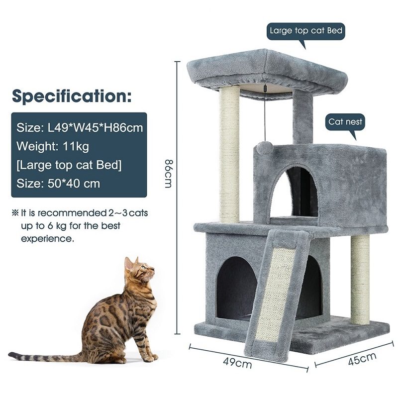 Cat Tree Dual House Pehmoahven Raapiminen Sisalpylväitä Torni