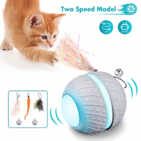 Kissanlelu Automaattinen Sähköisesti Pyörivä Pallo Interaktiiviset Lelut Led-valolla