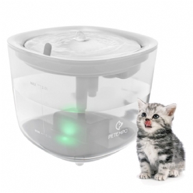 Petempo Cat Water Fountain Langaton Kissan Suihkulähde Led-valolla 2l Ultra Hiljainen Cat-vesiannostelija Automaattinen Koiran Vesilähde Vedenkorkeusikkunalla