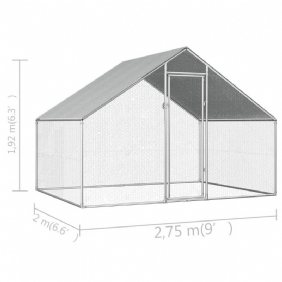 Ulkokanahäkki 9'x6.6'x6'3" Galvanoitua Terästä