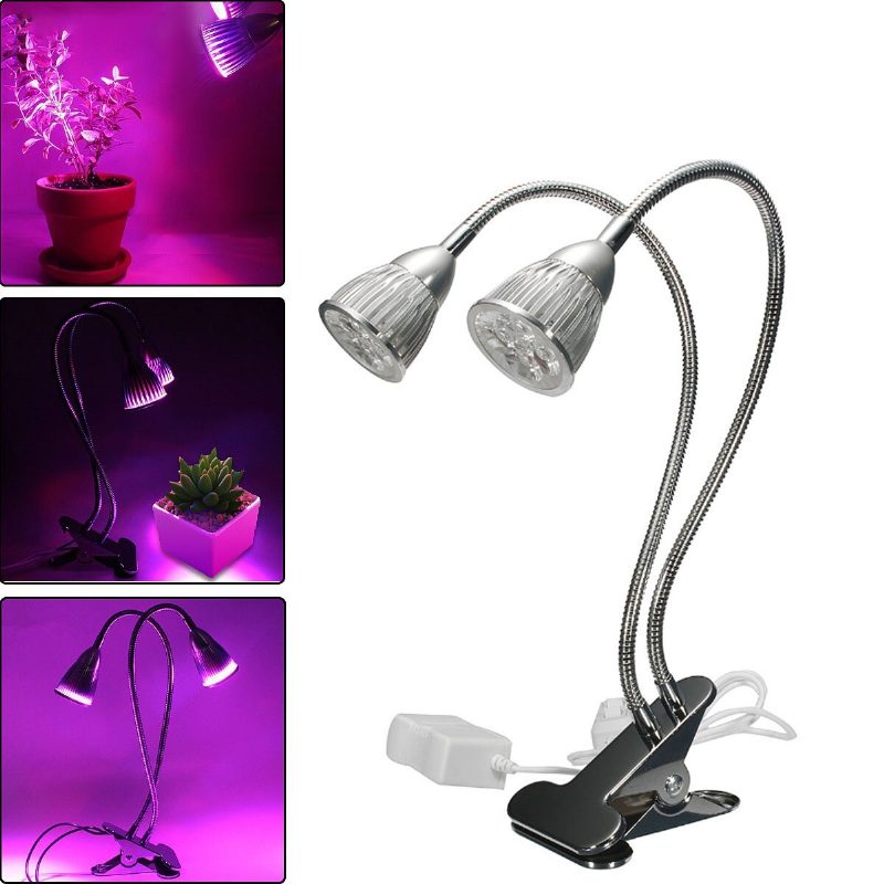 10 W Dual Head Full Spectrum Led Grow Light Clip Kit Indoor Plant Hydroponics Us Plug 110-240v