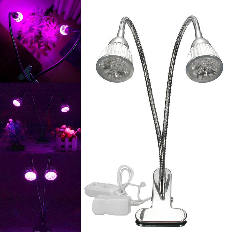 10 W Dual Head Full Spectrum Led Grow Light Clip Kit Indoor Plant Hydroponics Us Plug 110-240v