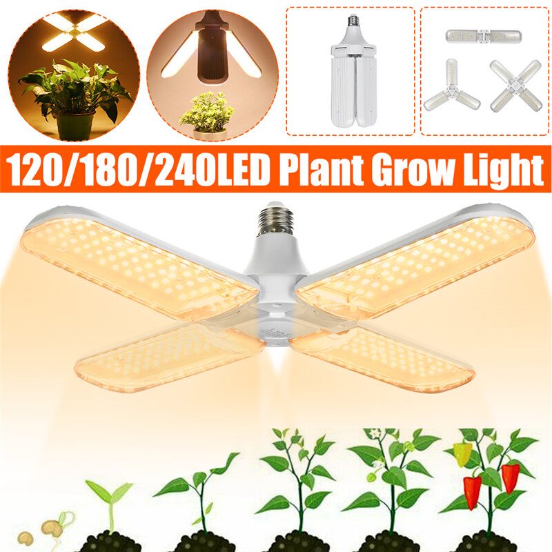 120/180/240led Grow Light E27 Täysspektri Kasvava Hydroponinen Autotallin Lamppu Kasvikasveille Ac85-265v