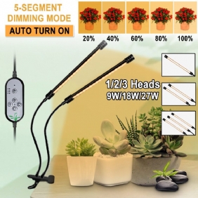 2/3/4 Heads 5730 Usb Led Plant Grow Light Himmennettävä Ajastin 360° Joustava Clip Hydroponic Garden Pöytäputkilamppu