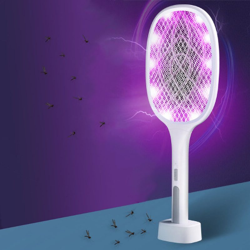 2 In 1 6/10 Led Mosquito Killer Lamppu 3000v Sähköinen Swatter Usb Ladattava Hyönteisten Hyttyskarkottava Ansa