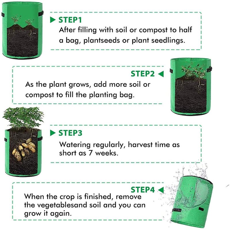 2kpl Kasvatuspussit Tvird Planter Ruukku Hedelmä Kukka Vihannes Tomaatti Peruna Uudelleenkäytettävä Pussi