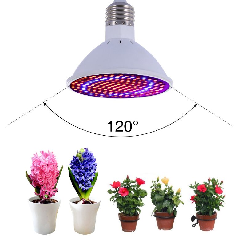 Led Grow -lamppu 20 W Kasvivalo 200 Ledillä E27 Base -lamput Sisäkasveille Vihanneksille Kasvihuoneille Ja Hydroponiikalle