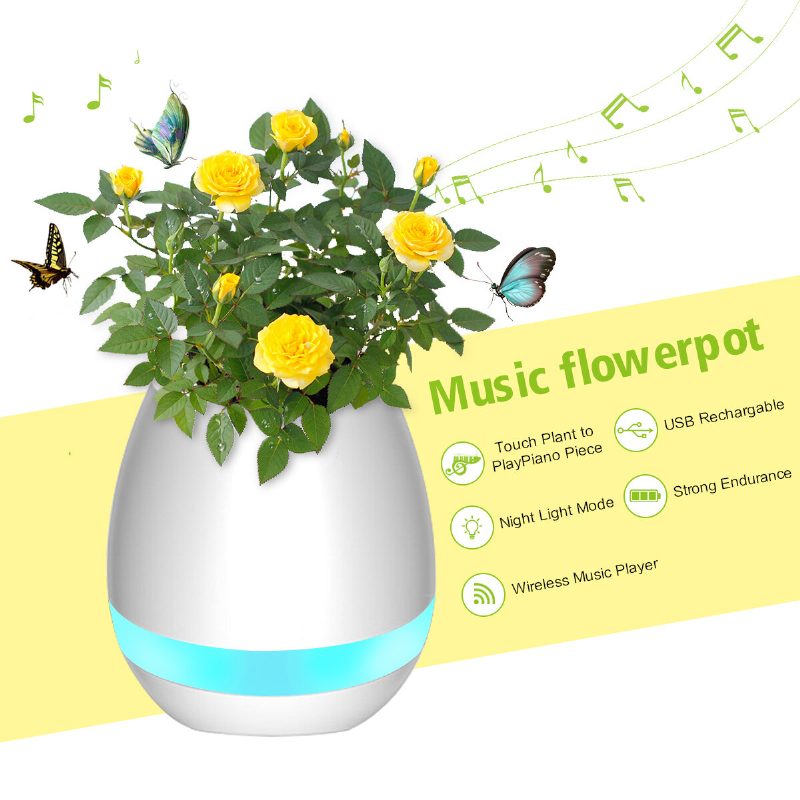 Musiikki Kukkaruukku Smart Touch Plant Play Sevven Color Lamp Piano Led Lamppu Light Bluetooth