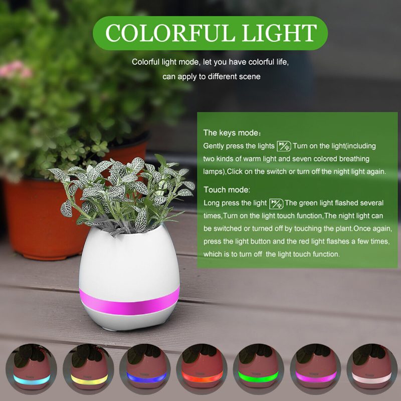 Musiikki Kukkaruukku Smart Touch Plant Play Sevven Color Lamp Piano Led Lamppu Light Bluetooth