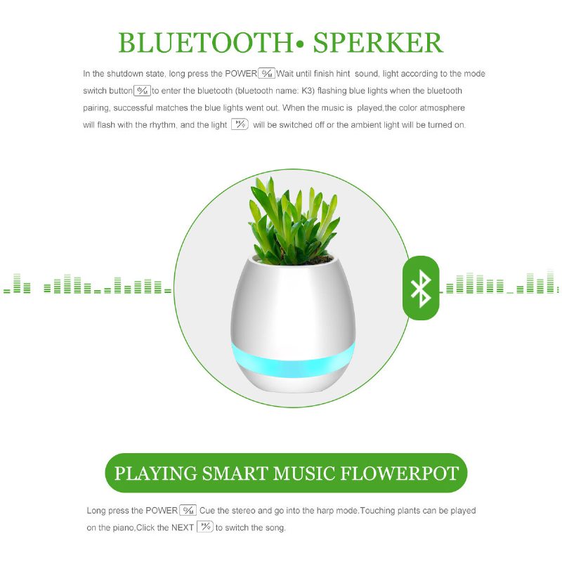 Musiikki Kukkaruukku Smart Touch Plant Play Sevven Color Lamp Piano Led Lamppu Light Bluetooth