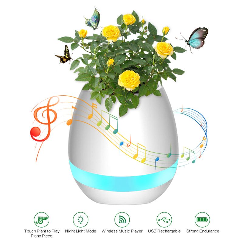 Musiikki Kukkaruukku Smart Touch Plant Play Sevven Color Lamp Piano Led Lamppu Light Bluetooth