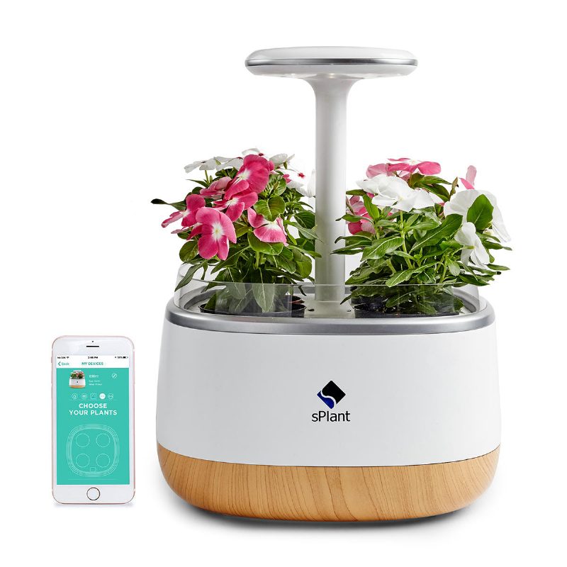 Splant Smart Fresh Herb Garden Kit Älykäs Sisätilojen Sprout Led-valo Puutarha Neljä Kukkaruukkua App-kaukosäätimellä Itsekasteluteknologialla