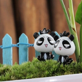 Tee-se-itse Miniatyyri Söpö Panda-koristeet Ruukkukasvipuutarhan Sisustus