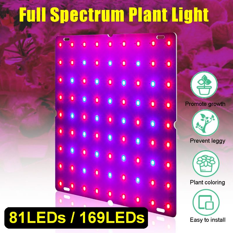 Ultraohut 81/169leds Plant Uv Grow Light Täyden Spektrin Kasvislamppu Sisätilojen Hydroponiseen Kasvien Kukkalle 110-240v