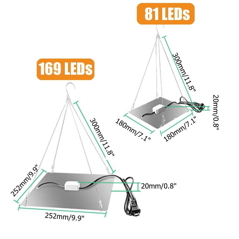 Ultraohut 81/169leds Plant Uv Grow Light Täyden Spektrin Kasvislamppu Sisätilojen Hydroponiseen Kasvien Kukkalle 110-240v