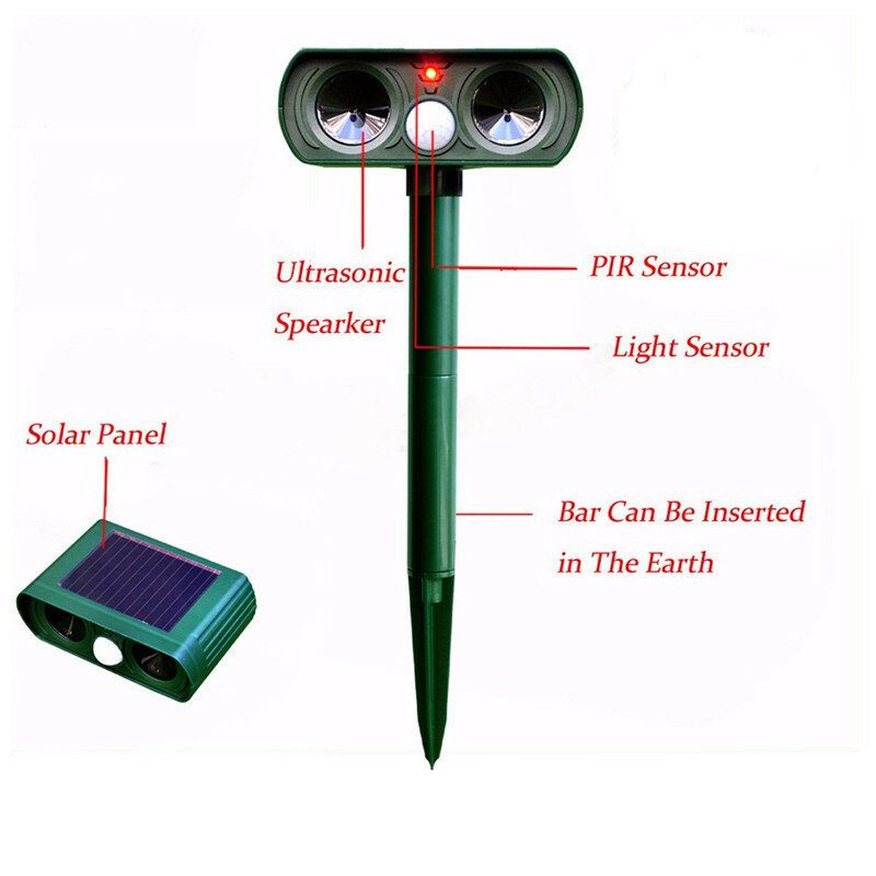 Ultrasonic Solar Power Pest Animal Repeller Kissakoira Bird Mouse Fox