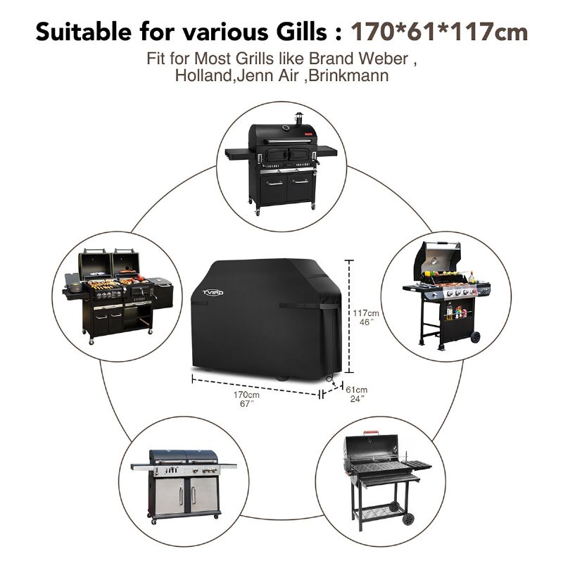 Tvird 170x61x122cm Bbq Grillin Kansi Grilli Pöly-/vedenpitävä Ulkoilmakaasusavustin