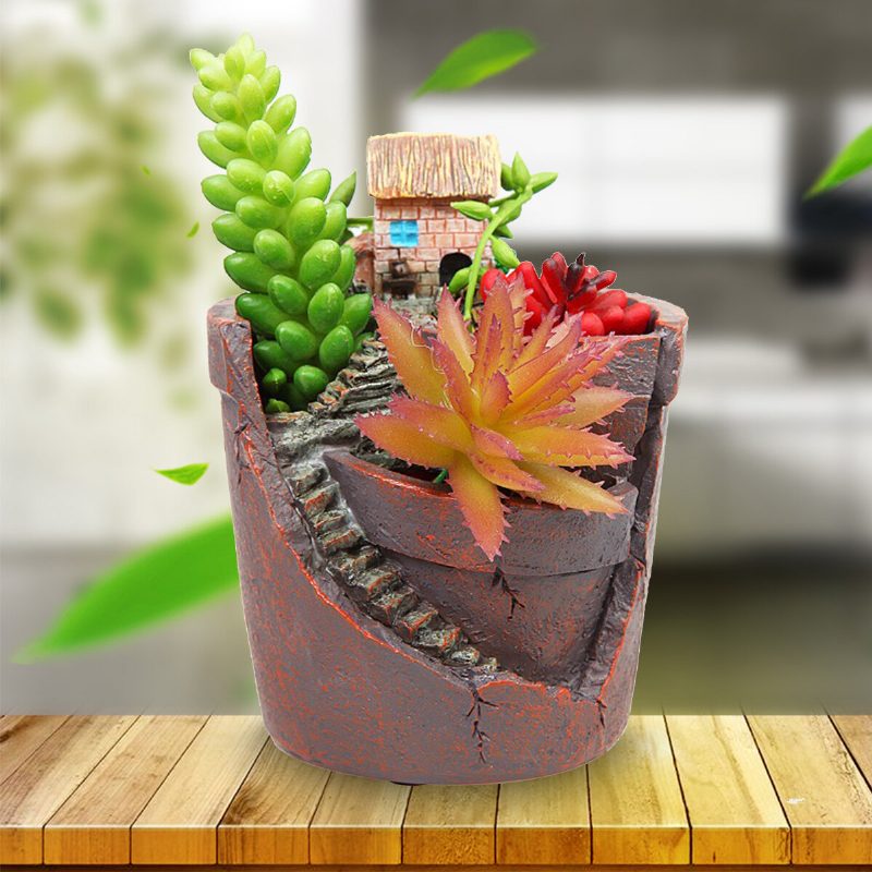 Mini Plant Pot Creative Desktop Sisustus Pohjoismainen Pyöreä Kynäpidike Pöytäkoneen Tarvikkeet Hartsi