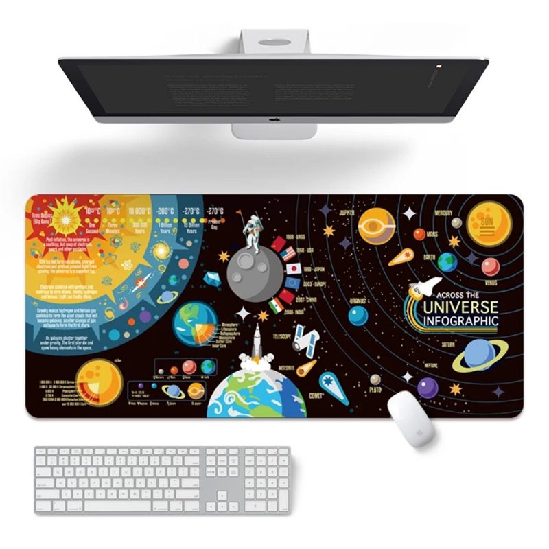 Space Planet Hiirimatto Kannettava Suuri Pelihiirimatto Korkealaatuinen Print Lock Edge Design Näppäimistö Pöytämatto Pc-tietokoneeseen