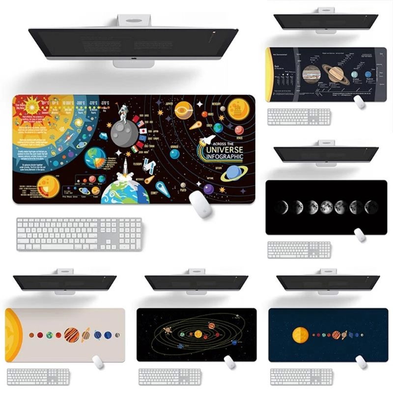 Space Planet Hiirimatto Kannettava Suuri Pelihiirimatto Korkealaatuinen Print Lock Edge Design Näppäimistö Pöytämatto Pc-tietokoneeseen