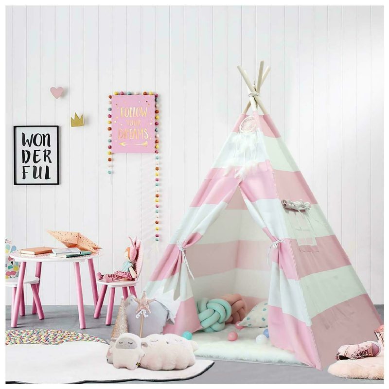 Suuri Teepee Teltta Lasten Puuvillakangas Play House Boy Girls Wigwam