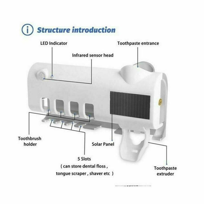 2 In 1 Solar Uv Light Ultraviolett Älykäs Hammasharjapidikkeen Sterilointilaitesarja Hammasharjasterilaattori