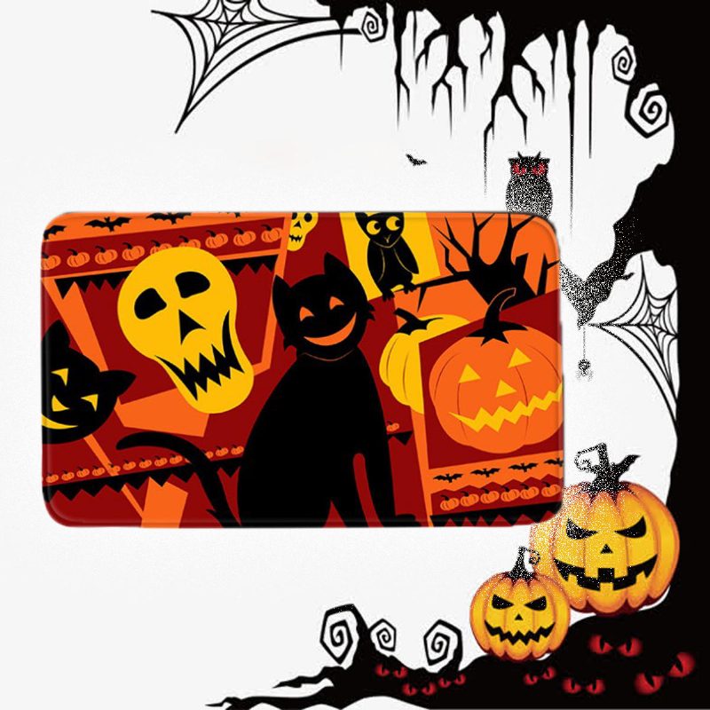 3 Kpl Halloween Print Matto Kylpyhuoneen Liukumaton Jalusta Kansi Wc-suojus Kylpymattosarja