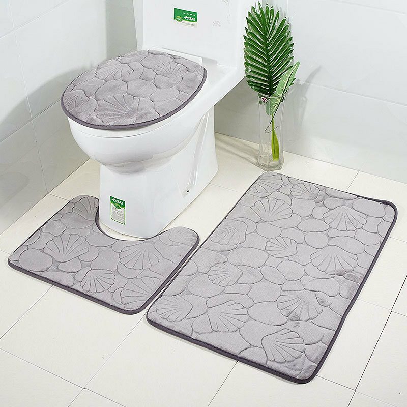 3 Kpl Kohokuvioitu Kylpymatto Kylpyhuoneeseen Memory Foam Kylpyhuonemattomatto Wc-matto Kylpyhuoneen Lattiamatto