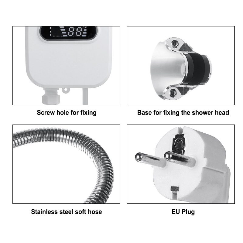 Eu Direct 3500w 220v Mini Vedenlämmitin Hot Electric Tankless Kotitalouden Kylpyhuonehana Suihkupäällä Lcd Lämpötilanäyttö