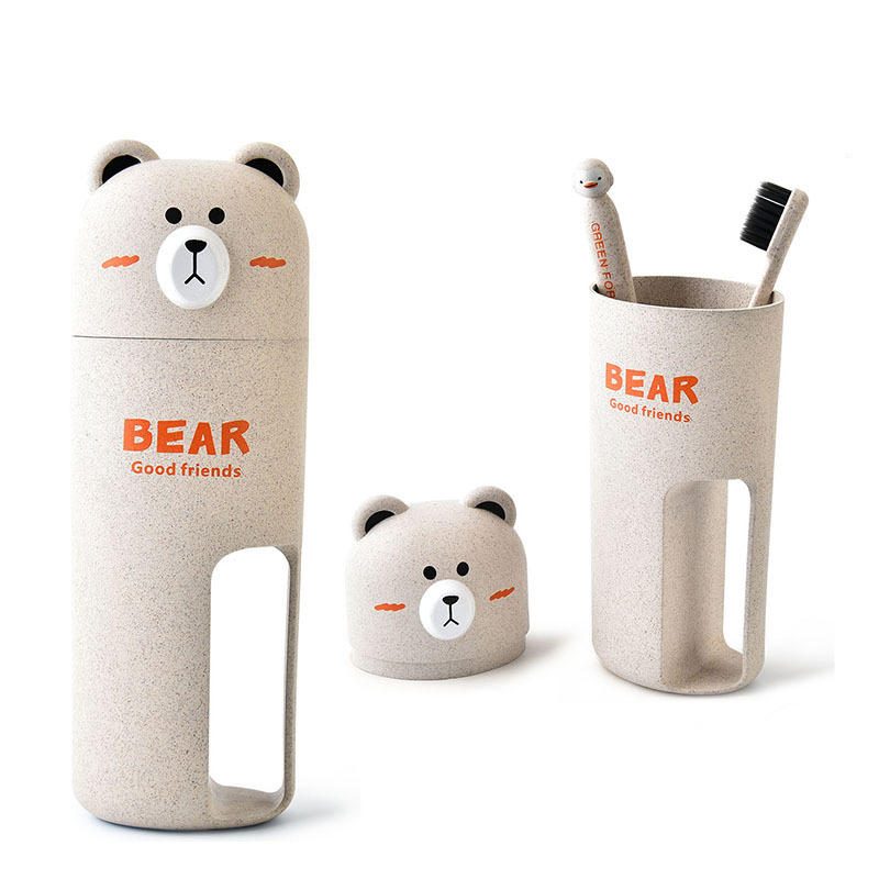 Honana Cute Bear Travel Kannettava Hammasharjan Kahvakuppi Design 4 Värivaihtoehtoa Järjestäjän Säilytyslaatikko