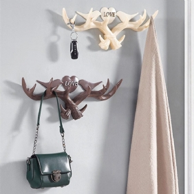 Love Vintage Deer Antler Seinäripustin Koriste Koukku Ja Hattuteline 4 Värillinen Pidike